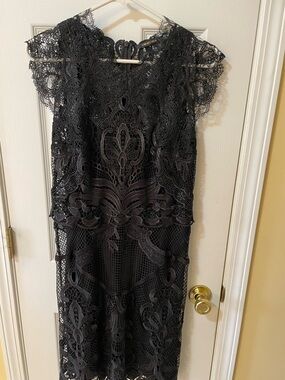Kobi Halperin Black Lace Dress Size 8 Sheer Embroidered Gothic
